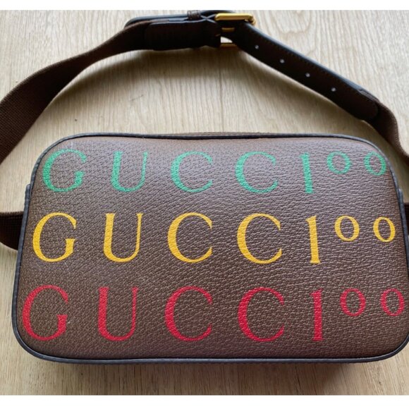 Gucci Belt Bag Brown 100th Anniversary Logo Style #602695 New Condition - Picture 1 of 10